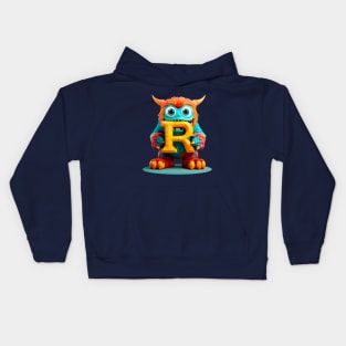 Cute Monster for Kids Alphabet Letter R Funny Back to School Kids Hoodie